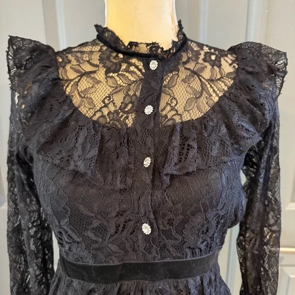 Zara Black Lace Long Sleeve Dress - Picture 7 of 7